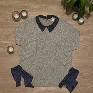 Monteau Gray Sweater With Built In Collar